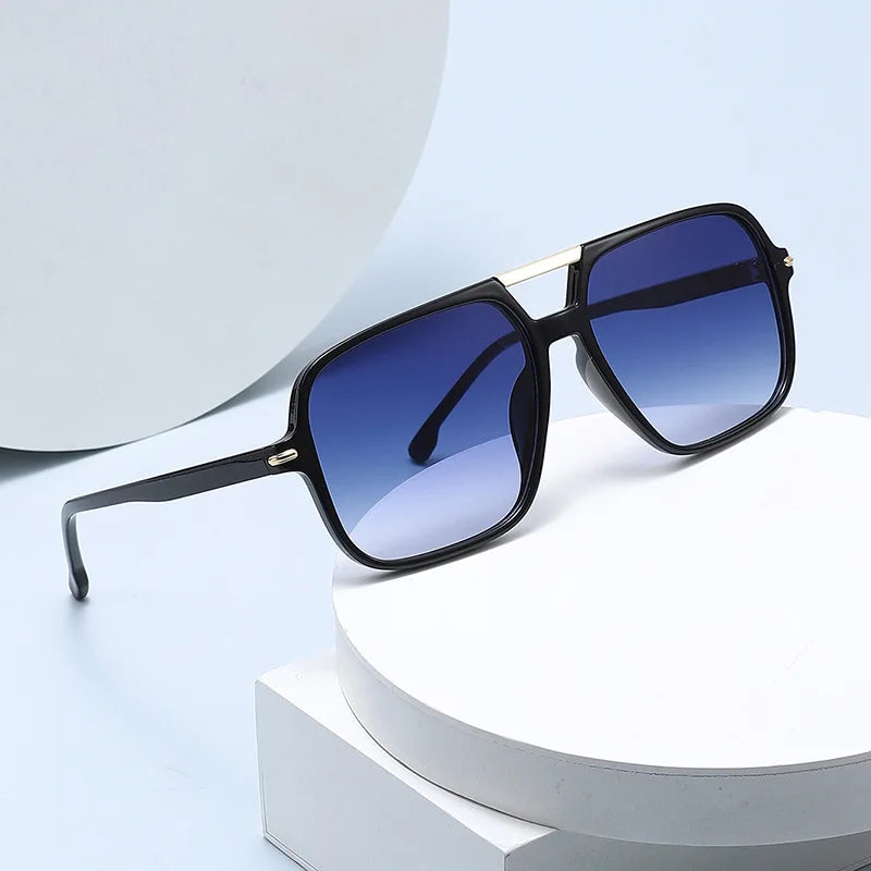 JNPCXI New Fashion Double Bridges Sunglasses Women Square Rivets Orange Gradient Shades UV400 Men Sun Glasses