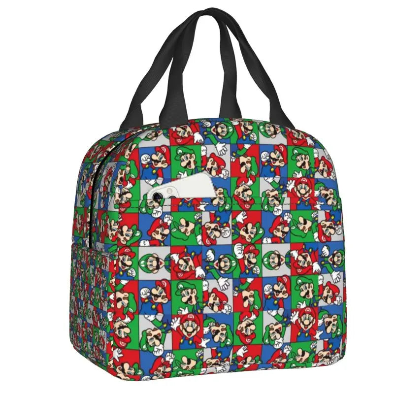Custom Mario SuperBros Insulated Lunch Bag Reusable Thermal Cooler Lunch Box M22