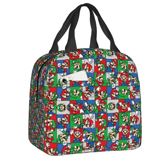 Custom Mario SuperBros Insulated Lunch Bag Reusable Thermal Cooler Lunch Box M22
