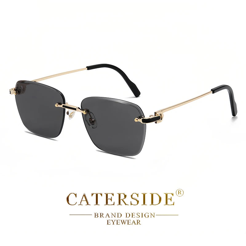 CATERSIDE New Pilot Rimless Sunglasses Men Gradient Sun Glasses Women Retro Business Shopping UV400 Lunette De Soleil Homme