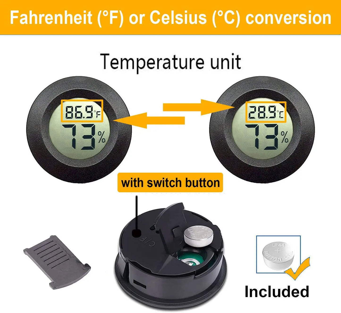 black Mini Hygrometer Thermometer Digital LCD Monitor Indoor/Outdoor Humidity Meter Gauge Temperature for Home