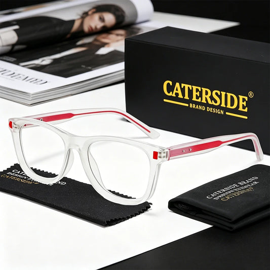 CATERSIDE Men's Fashion Glasses Frame Women's Square Frame Computer Reading Anti-Blue Light Glasses Daily Decorative Eyewear