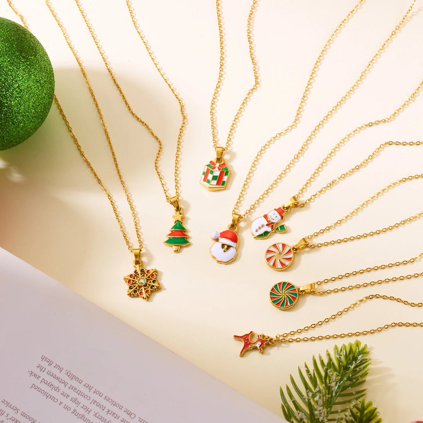 Stainless Steel Colorful Drip Oil Christmas Tree Snowman Pendant Necklace For Women Y2k Fashion Neck Chain Jewelry New Year Gift