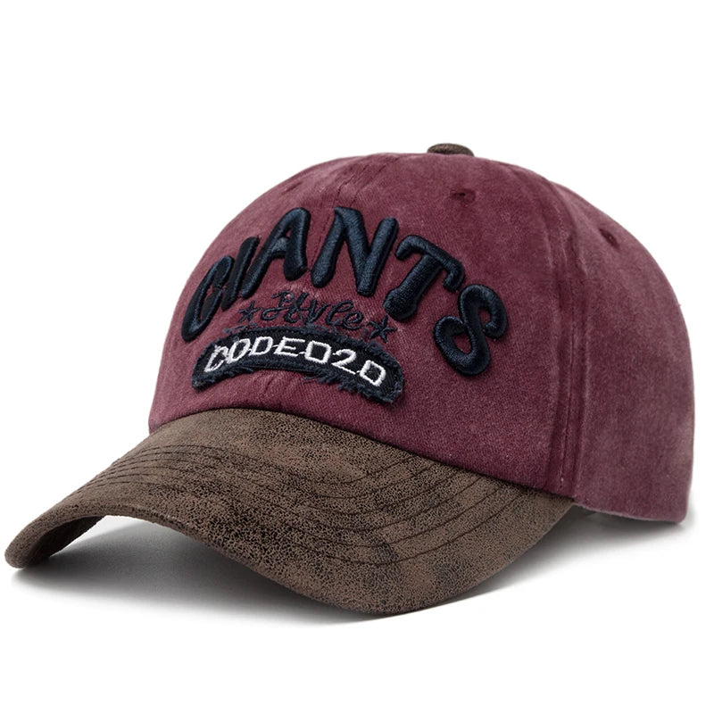 CNTANG PU Leather Washing Cotton Men Baseball Cap Letter Embroidery Women's Caps Summer Casual Unisex Sun Visor Hat Adjustable