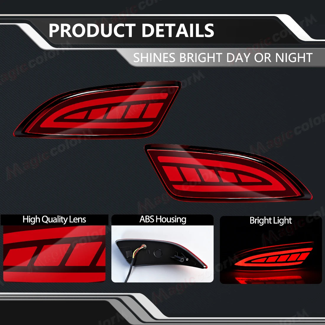 For Toyota Camry 2015 2016 LED Car Rear Bumper Reflector Lights Running Dynamic Flowing Turn Signal Brake Stop Warning Lamps 12V