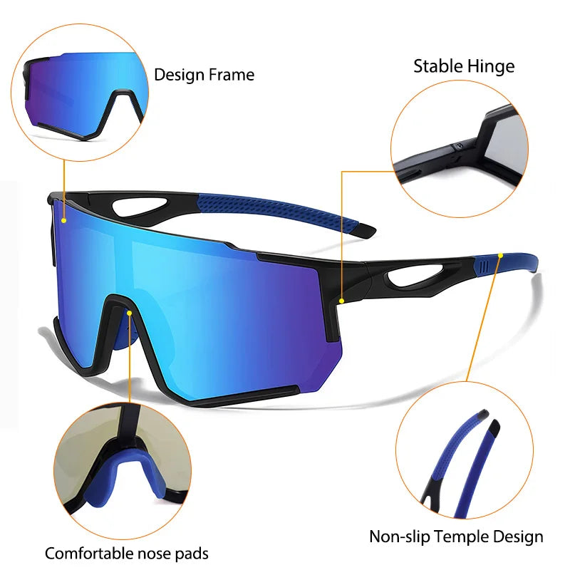 CATERSIDE Polarized Sunglasses Men Women Skiing Glasses Lightweight Frame Cycling Sports Outdoor Activities UV400 Protection