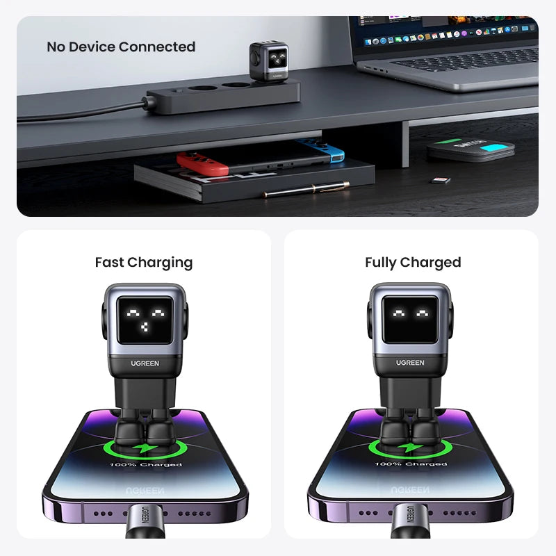 【Korean Plug】UGREEN 65W GaN Charger Robot Design QC 4.0 PPS For Macbook Pro Laptop Tablet iPad iPhone16 15 Pro PD Fast Charger