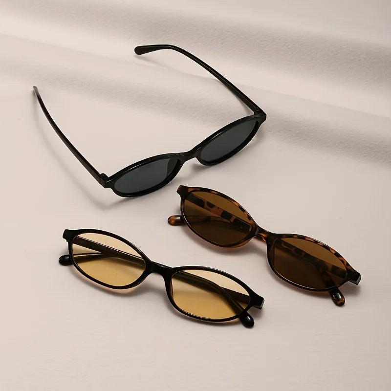 Set of Three Trendy Oval-Shaped Glasses for Women, Perfect for Everyday Use And As Essential Gifts.