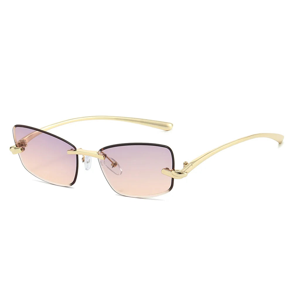 JNPCXI 2026 New Luxury Butterfly Sunglasses for Women Rimless Tint Lens Metal Shades Party Travel Decoration Uv400
