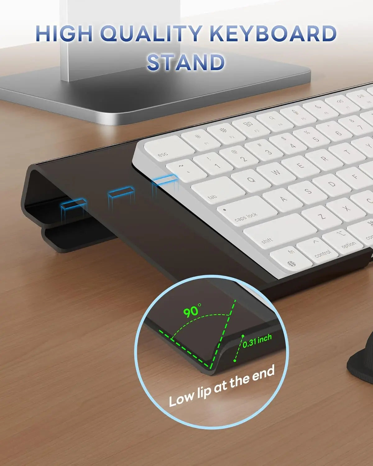 Computer Keyboard Stand for Desktop, 2-Level Height Adjustment Keyboard Wrist Rest, Non-Slip Key Board Riser Pad for Desk
