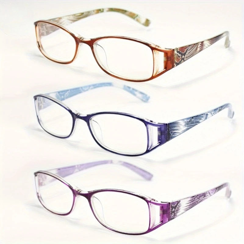 3 Piece Set of Comfortable Fashionable Reading Glasses Suitable for Women High-definition Lens Elegant Rectangular Frame