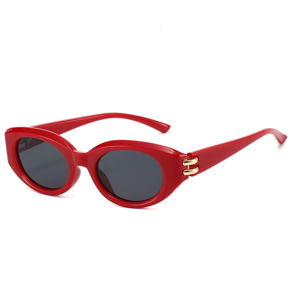JNPCXI New Fashion Cat Eye Women Sunglasses Shades UV400 Retro Small Oval Black Men Outdoor Sun Glasses