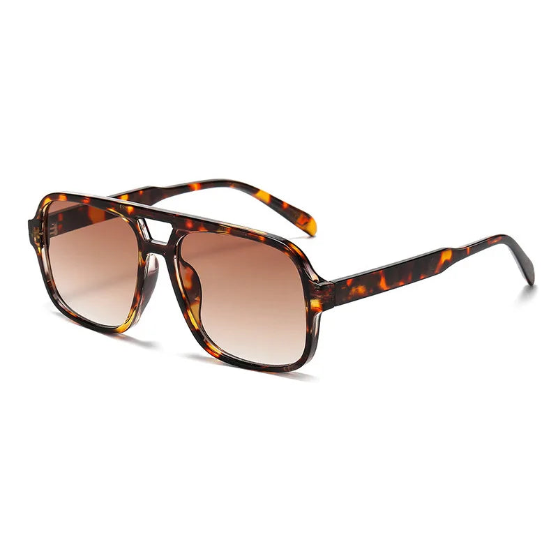 JNPCXI Retro Double Bridges Square Women Luxury Sunglasses Fashion Green Shades UV400 Men Gradient Sun Glasses
