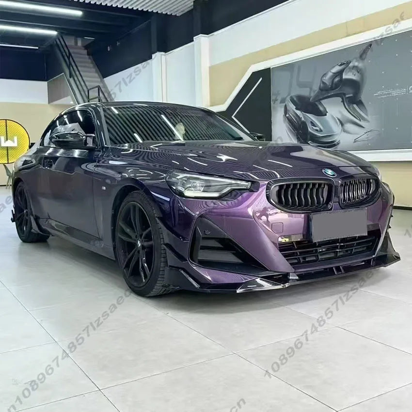 Car Front Bumper Diffuser Lip Chin Spoiler For BMW 2 Series G42 Coupe M Sport 2022-2025 Body Kit Splitter Tuning Gloss Black
