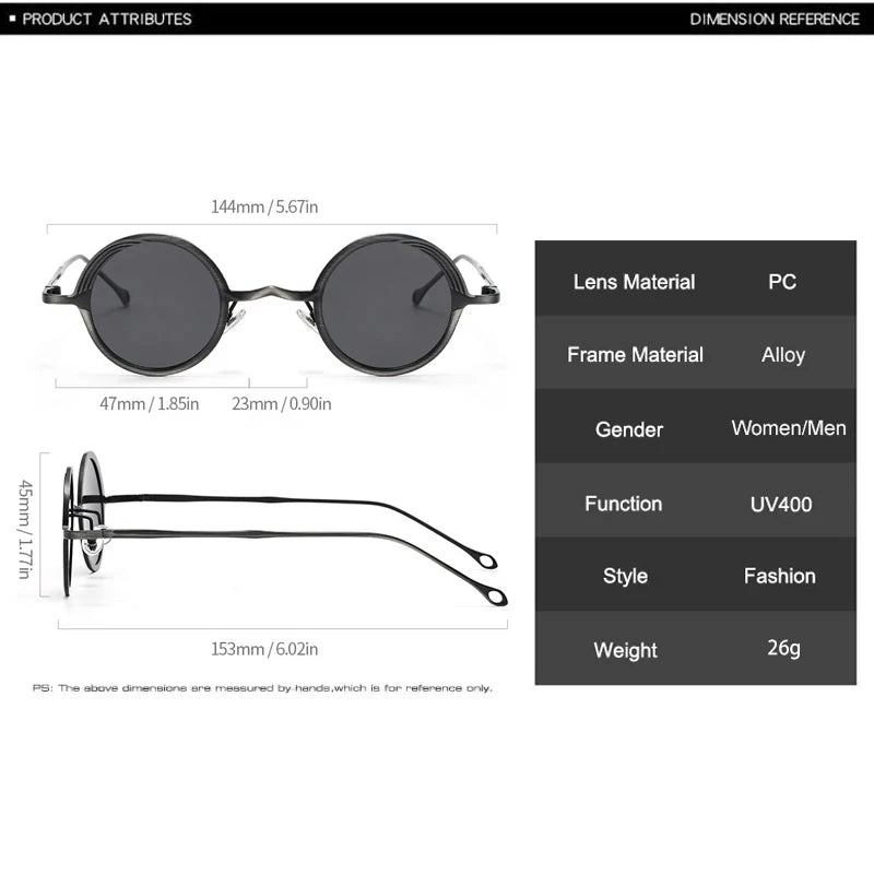 JNPCXI Retro Polarized Classic Metal Small Round Punk Men Sunglasses Fashion Clear Anti Blue Light Women Sun Glasses UV400
