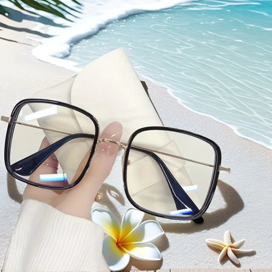 Stylish Square Full-Rim Glasses with Clear Blue Light Blocking Lenses, Perfect for Daily Use, Office, and Study