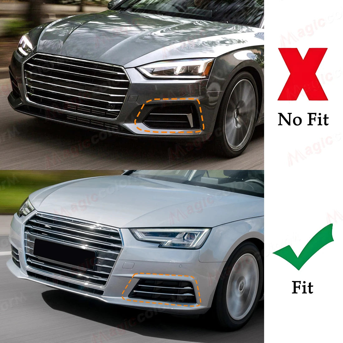 Car Front Bumper Grill Grille For Audi A4 B9 2016 2017 2018 Front Bumper Fog Lamps Covers 8WD807681B 8WD807681RN4 8WD807682B