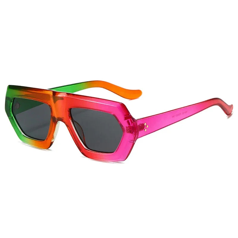 JNPCXI Fashion Square Women Gradient Sunglasses Leopard Shades Retro Men Clear Lens Glasses Frame UV400