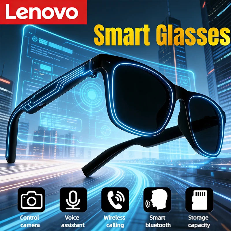 Lenovo 2026 NEW Smart Glasses for Adult Bluetooth Touch Photo Camera Voice Assistant Translator Recording Remote Control