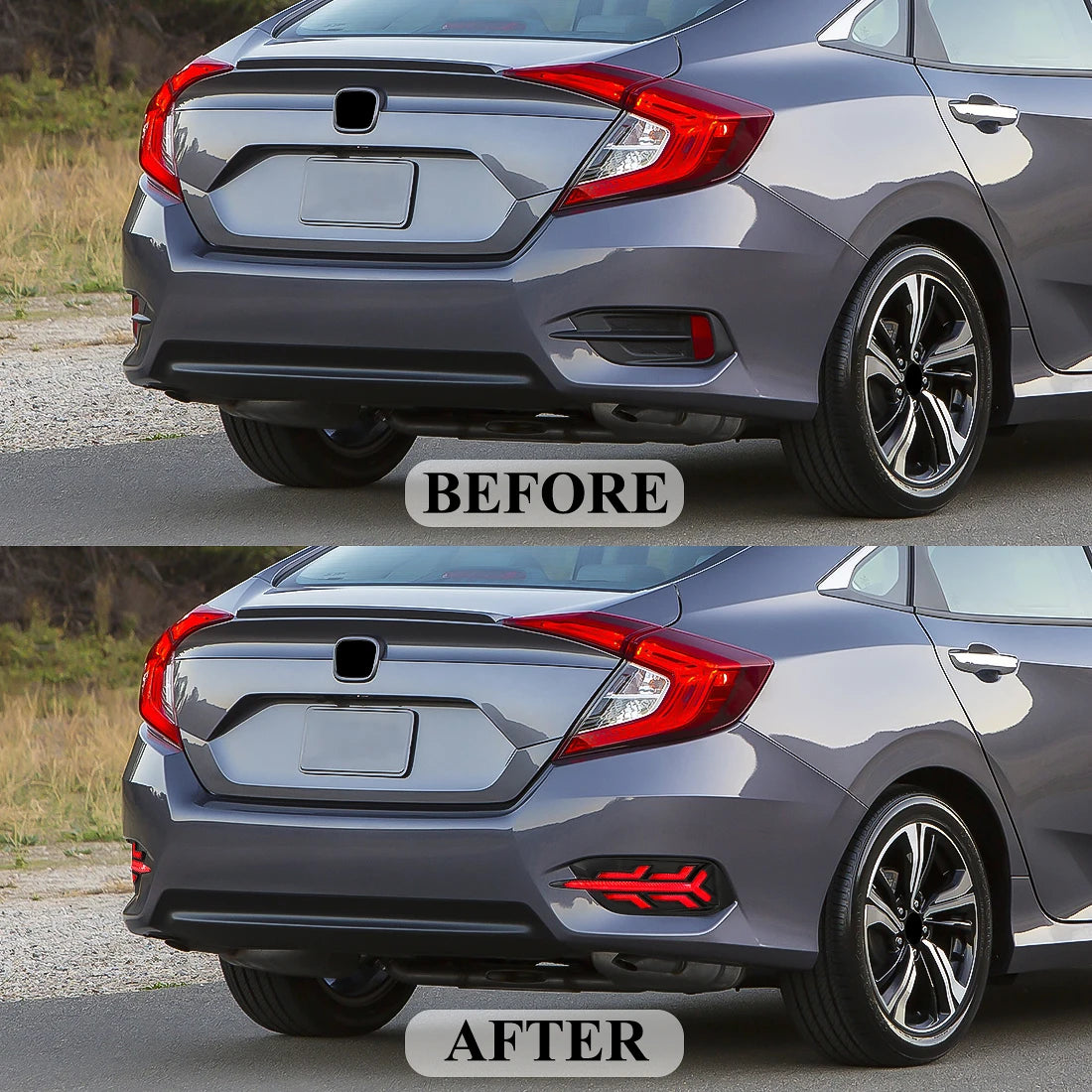 For Honda Civic 2016 2017 2018 2019 2020 LED Rear Bumper Reflector Light Brake Running Dynamic Turn Signal Car Accessories 12V