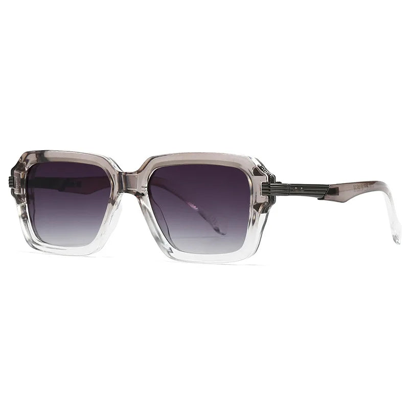 JNPCXI Retro Square Men Double Color Sunglasses Fashion Rivets Women Blue Gradient Shades UV400 Trending Punk Sun Glasses