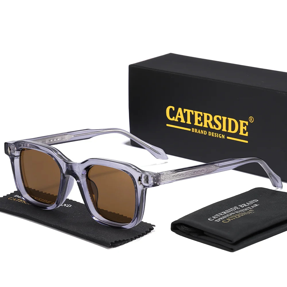 CATERSIDE Men Personalized Design Sunglasses Square Frame Women Retro Trendy Sunglasses Travel Business Party Gift Glasses UV400