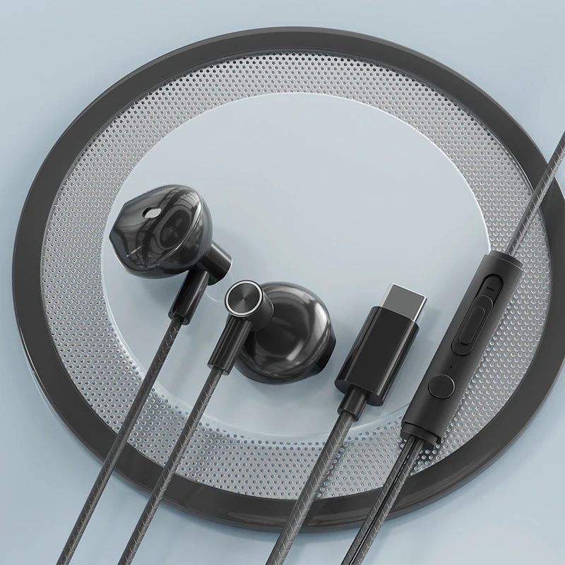 Wired Headphones Noise-cancelling Bass In-ear Movement 3.5mm With Microphone Original Typec Fitting For Xiaomi Huawei Samsung