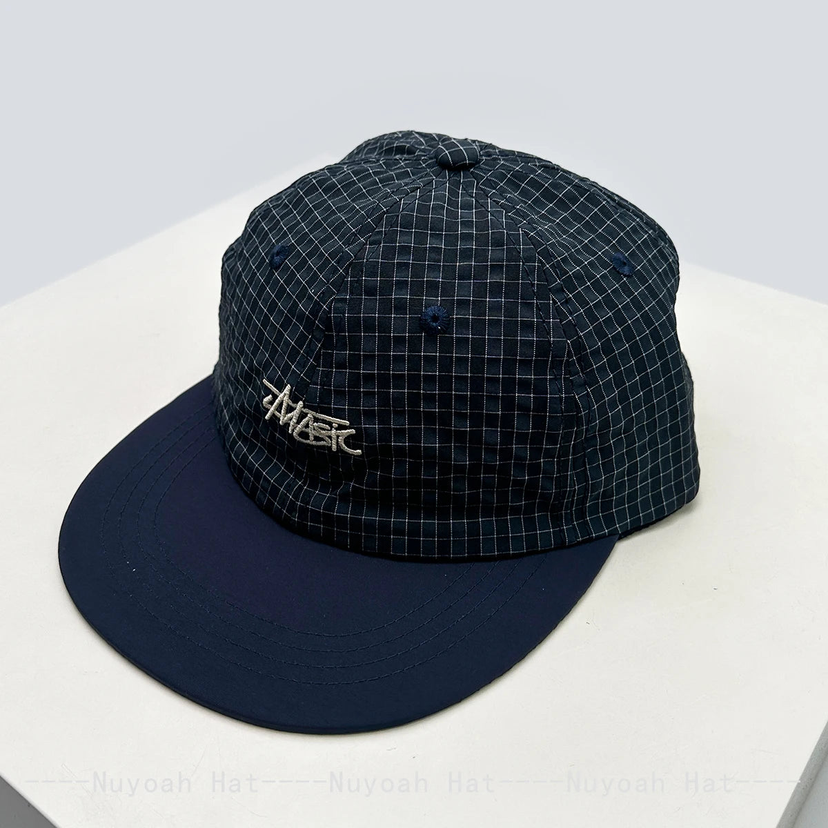 New Men Women Retro Embroidered Letters Small Plaid Baseball Hats Sunshade Quick-dry Breathable Color Block Peaked Cap Versatile