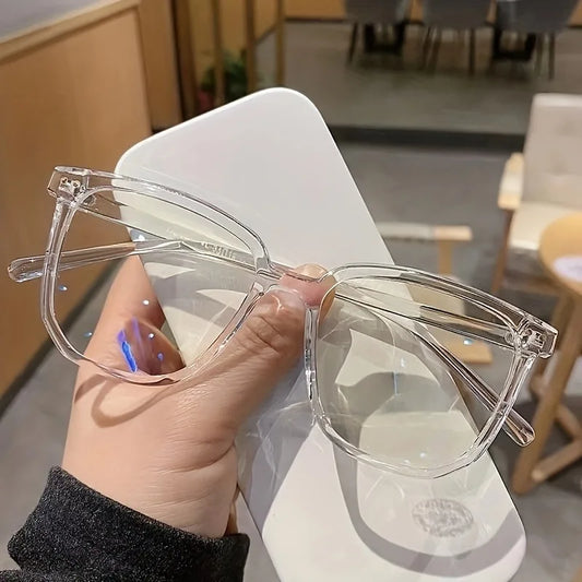 1pc Lightweight Square Clear Lens Anti Blue Light Glasses For Women Men