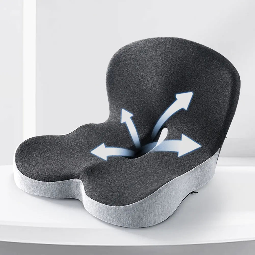 Grey3 Memory Foam L-Shaped Work Office Chair Cushion Lumbar Support Car Seat