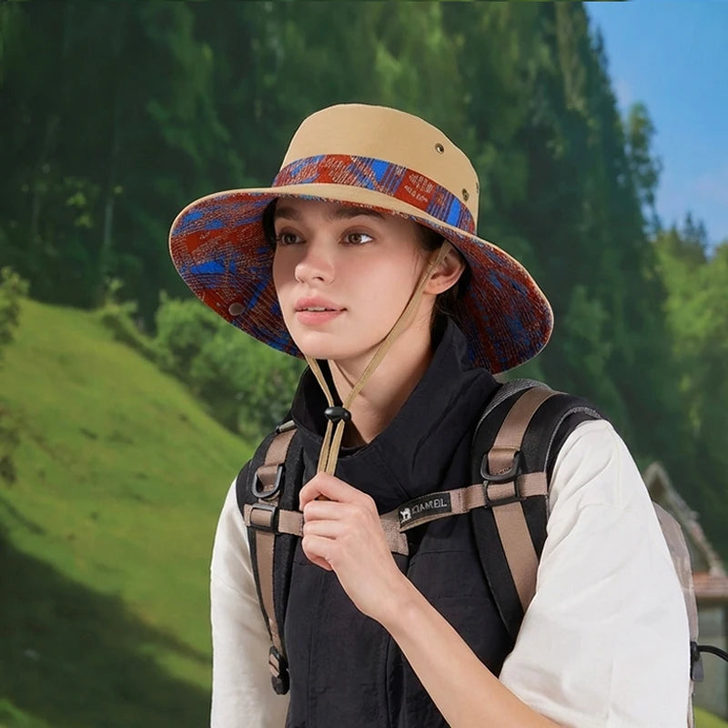 9275-New spring and summer men's and women's wide-brimmed fisherman hats for outdoor activities, hiking and fishing, sun hats