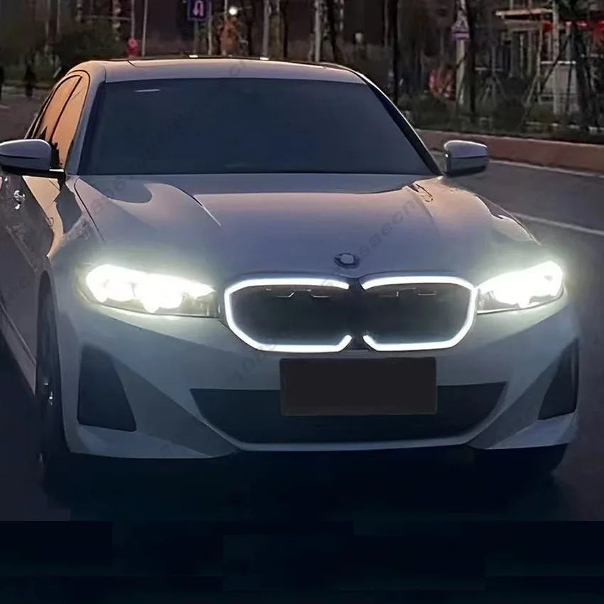 Front Bumper Hood Kidney Grill For BMW G20 G21 G28 325 2022-2025 Racing Grilles Grid With LED Light Single Line Double Line
