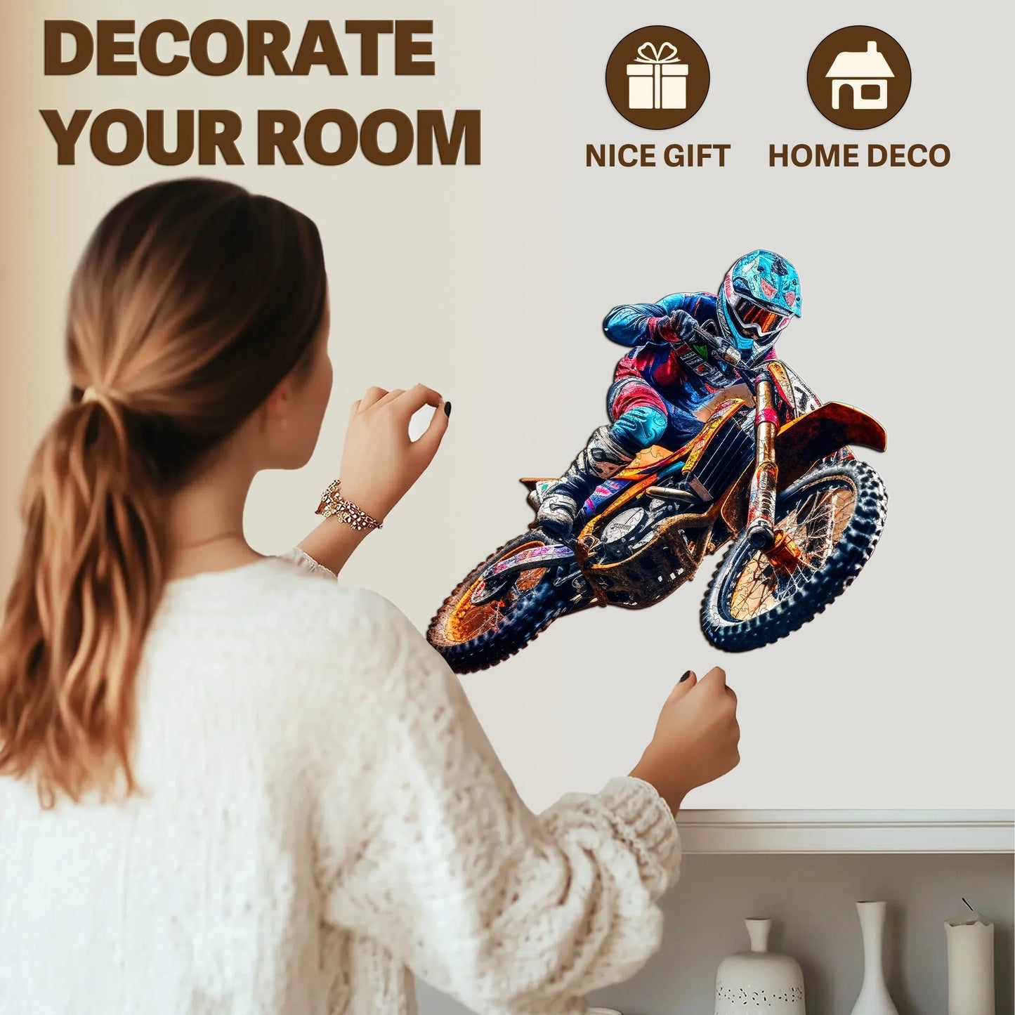 Mountain Off Road Motorcycle Wooden Jigsaw Puzzle Rugged Style Home Decor Christmas and Halloween Gift Toy For Teen And Kid