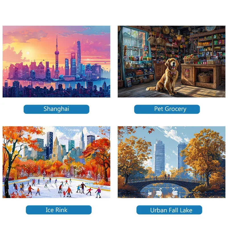 Paper Adult Jigsaw Puzzle 1000 Pieces Puzzle Toys Landscape Dusk City Puzzle Decorative Painting Exercise Brain Thinking