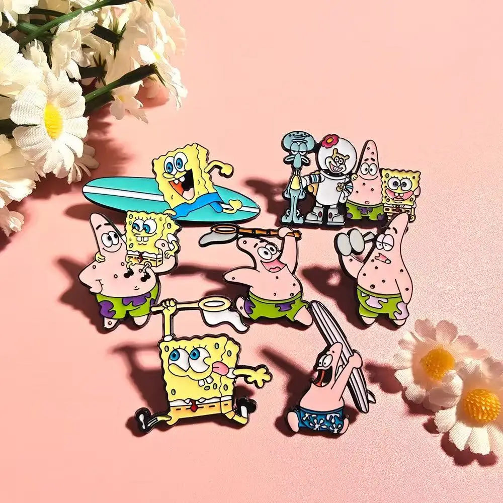 7pcs Cartoon Anime Enamel Pins Set Funny Animation Good Friend Metal Brooch Badges Jewellery Accessories for Gifts
