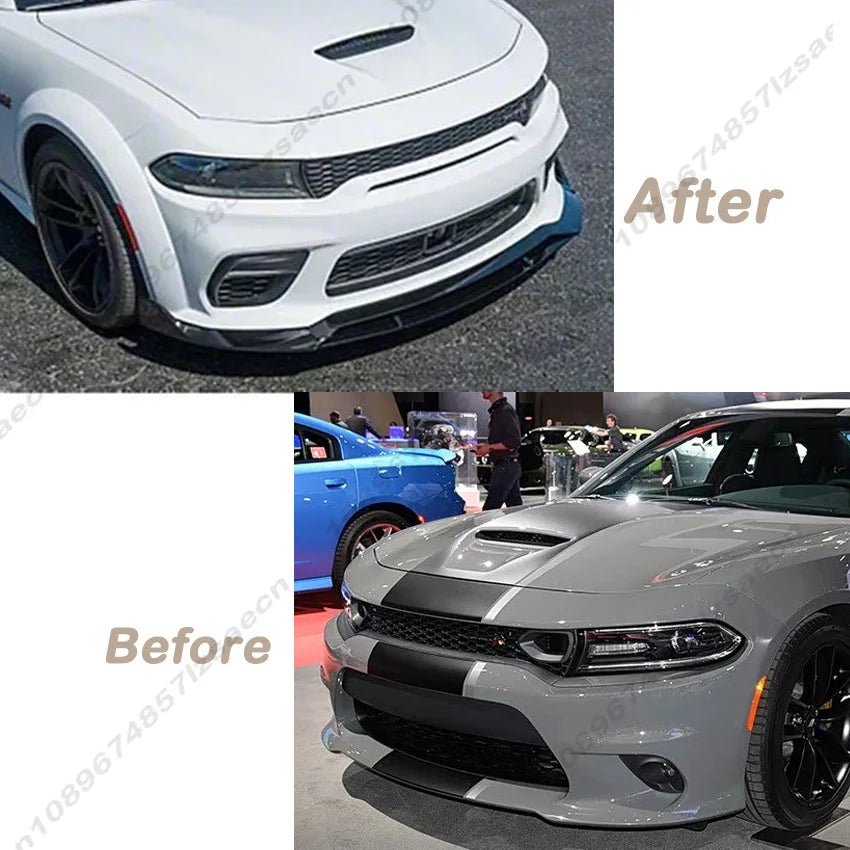 For Dodge Charger SRT 2015-2024 Car Front Bumper Diffuser Lip Spoiler Body Kit Splitter Cover Protector Tuning Gloss Black ABS