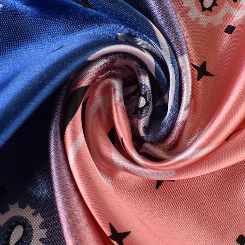 1PC Gradient Paisley Print Satin Square Scarf Women's Hair Accessory Spring New Style Versatile Belt Bag Decor Silk Headband