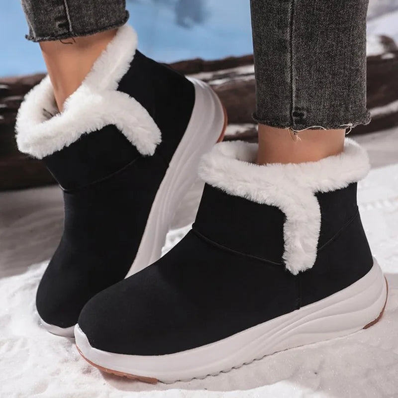 Winter Short Plush Warm Snow Boots Women Plus Size Platform Snow Boots Woman Fashion Faux Suede Non Slip Cotton Shoes Mujer