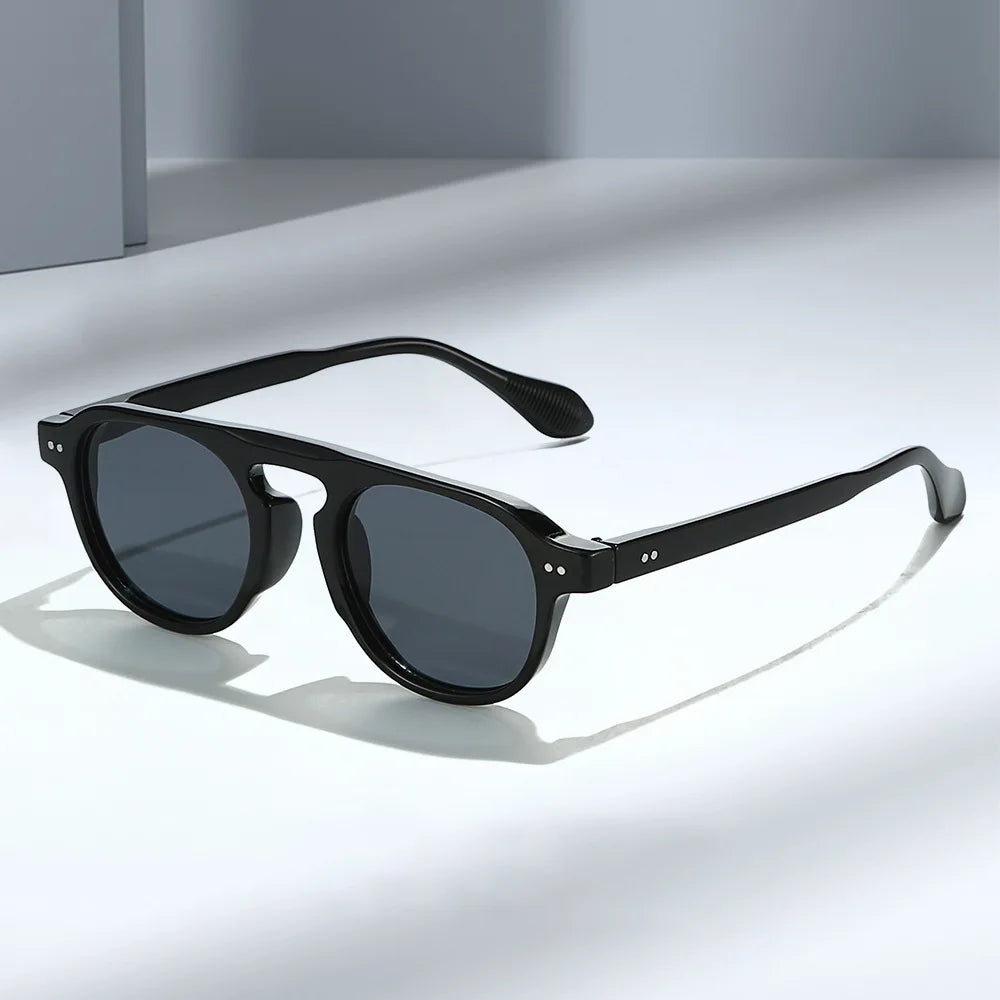 JNPCXI New Retro Rivets Round Punk Sunglasses Women Shades UV400 Fashion Men Clear Lens Frame