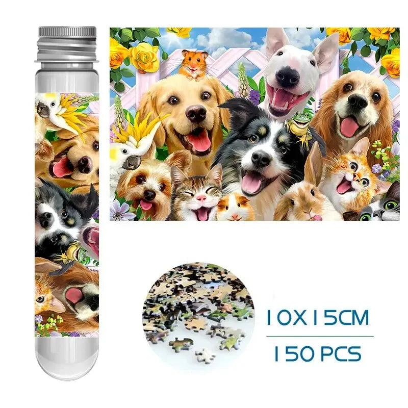 MaxRenard Jigsaw Puzzle Mini Pieces 150pcs Test Tube Family Game Portable Perfect for Home Decor and Relaxation Gift