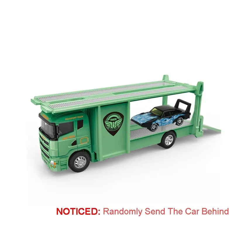 1:64 Container Trailer Alloy Diecast Model Toys Car Tailgate Can Be Lowered Pull Back Miniature Vehices Children's Surprise Gift