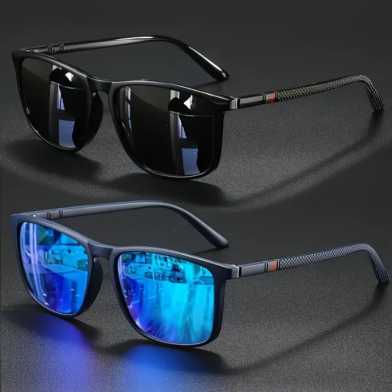 2-Pack Unisex Retro Square Frame Trendy Futuristic Glasses for Driving, Holidays, Cycling, Sports,Suitable for Gifting