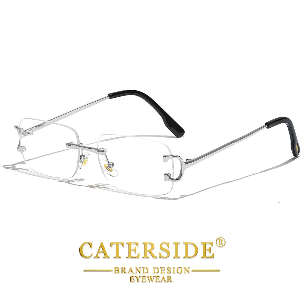CATERSIDE Men's Rimless Small Frame Sunglasses Brand Design Metal Fashion Sun Glasses Women's Decoration Outdoor Eyewear UV400