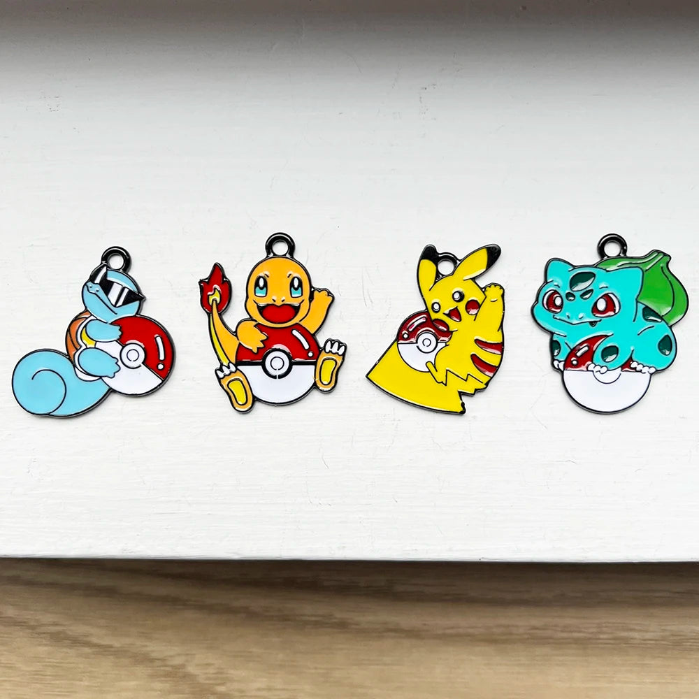 4pcs Anime Pokemon Pikachu Squirtle Charmander Bulbasaur Metal Charms DIY Jewelry Accessories for Bracelets Necklaces Earrings