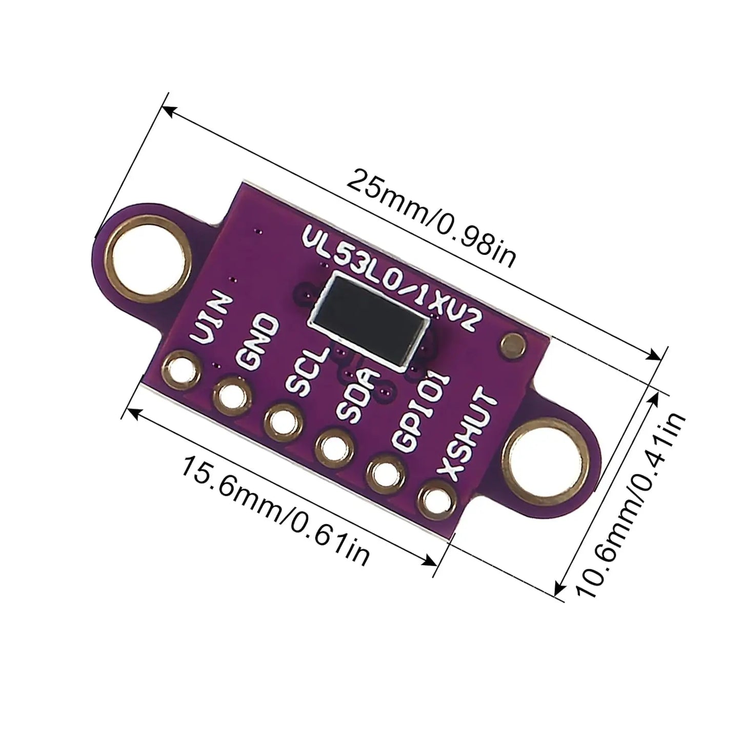 2PCS VL53L0X Ranging Sensor Module VL53L0X Time-of-Flight (ToF) Ranging Sensor Breakout 2.8-5V I2C IIC Interface Communication