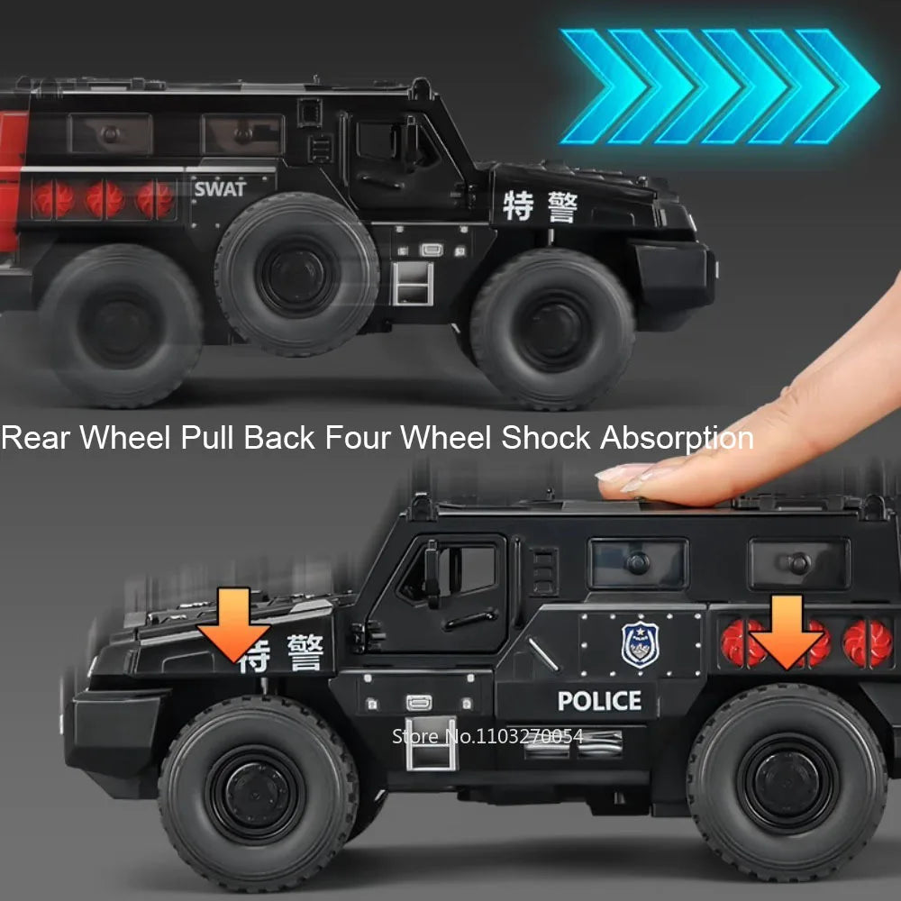 1:50 Alloy Military Armored Vehicles Diecast Model Miniature Toy Light Music Pull Back Doors Opened Car Models for Boy Xmas Gift
