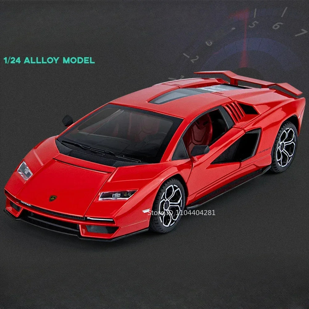 1/24 AVENTEDOR SVJ63 Countach Sports Car Alloy Model Toys Diecasts & Toy Vehicles Sound and Light Collection for Kids Boys Gifts