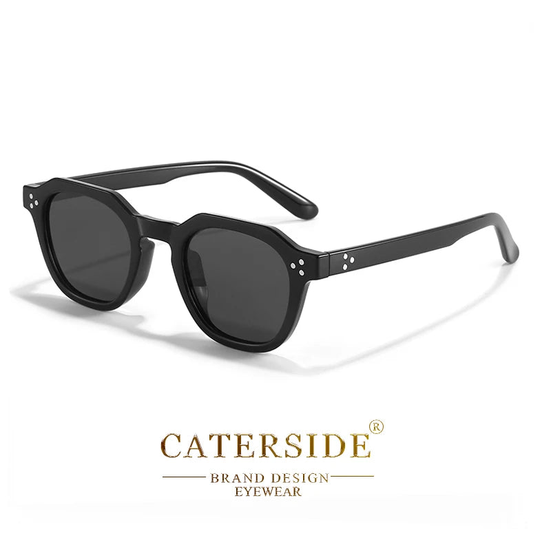 CATERSIDE Retro Polarized Sunglasses Men Acetate Temple / TR Frame Polygon Women Sun Glasses High Quality Travel UV400 Eyewear