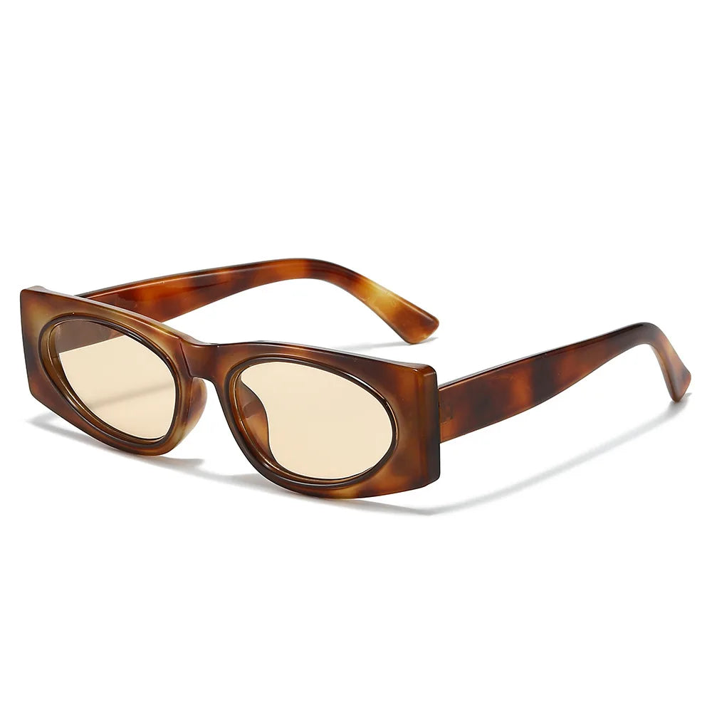 JNPCXI New Ins Popular Fashion Square Sunglasses Women Shades UV400 Retro Leopard Men Trending Oval Lens Sun Glasses