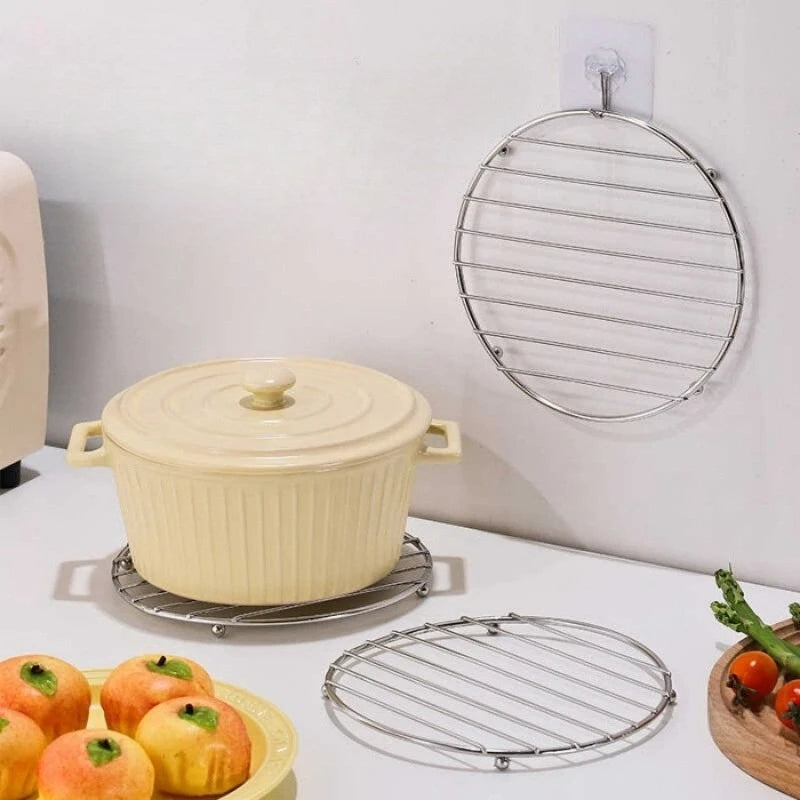 1pc Stainless Steel Pot Holder and Steamer Rack - Thickened Heat-Resistant Kitchen Mat Perfect for Cooking and Serving